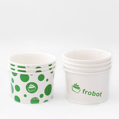 Cuvette de papier à glaçons jetable 650ml Logo personnalisé Cuve de dessert blanche Forme robuste