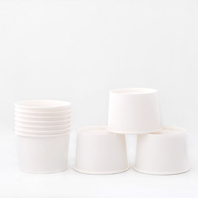 Un bol de papier jetable de 120 ml, logo personnalisé, revêtu en PE kraft blanc pour les aliments et les soupes