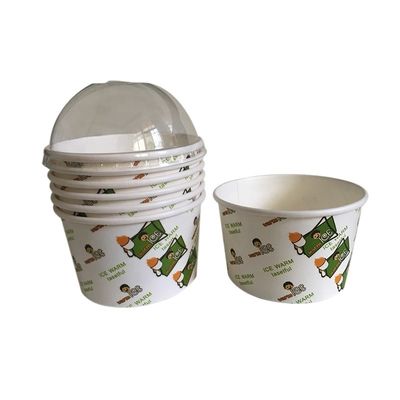 Compostable 120 ml bol de papier blanc Kraft PLA revêtu Coupe de glace en papier jetable