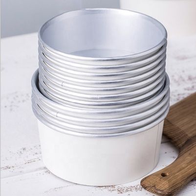 Cuve en papier en aluminium argenté en PE PLA en plastique sans revêtement en forme ronde