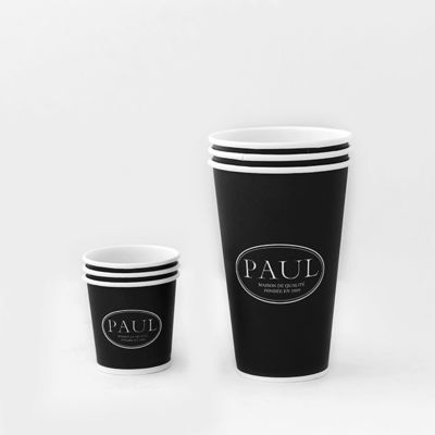 Coupe en papier mural unique de 540 ml noir 16 oz PE revêtu Coupe en papier imprimé jetable