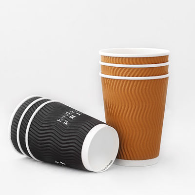 Des tasses en papier mural à usage unique de 10 oz en papier ondulé en PLA