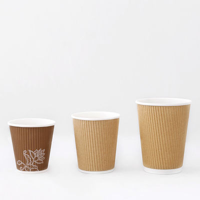Personnalisation Coupe en papier mural ondulé 10 oz Boisson chaude 90mm Boisson froide papier