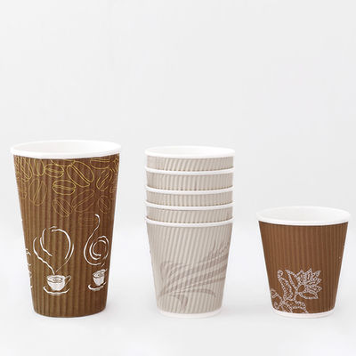 Des tasses Kraft Ripple jetables 12 oz 430 ml de boissons froides Des tasses jetables étanches