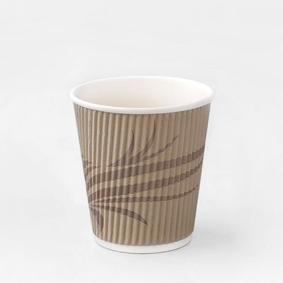 Biodégradable coupes de papier à papier ondulé 12 oz boissons chaudes Kraft coupes de papier ondulé