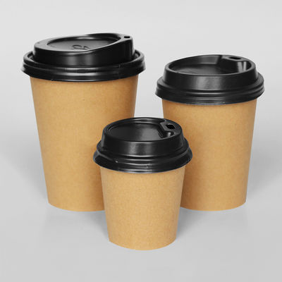 Coupe à chaud Kraft jetable en PLA revêtue d'un seul logo à paroi personnalisée