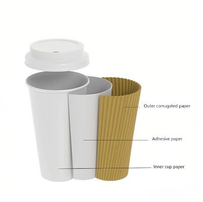 Coupes à usage unique Kraft Ripple Mini 315 ml Coupes à boissons chaudes biodégradables